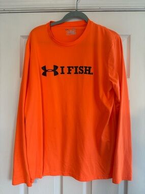 Under Armour Men’s Bright Orange Long Sleeve 'I FISH' Performance Shirt